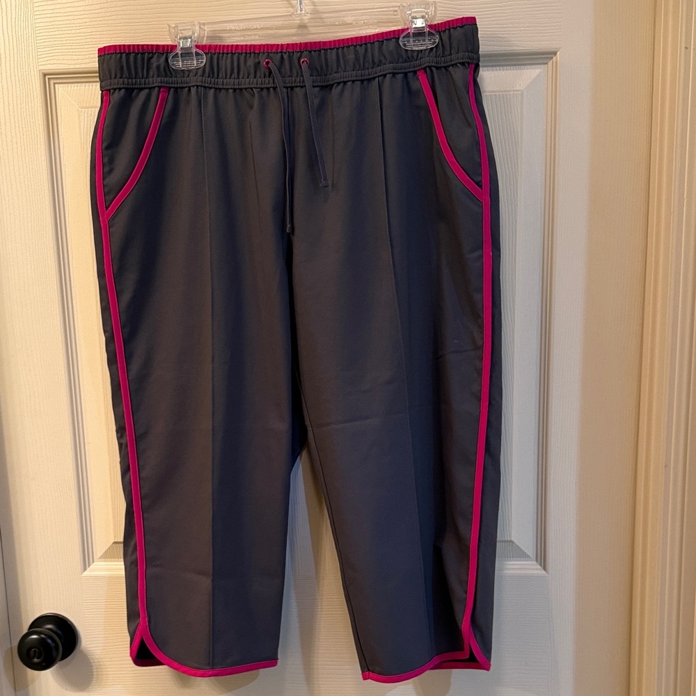 Made for Life Charcoal Capris with Pink Trim